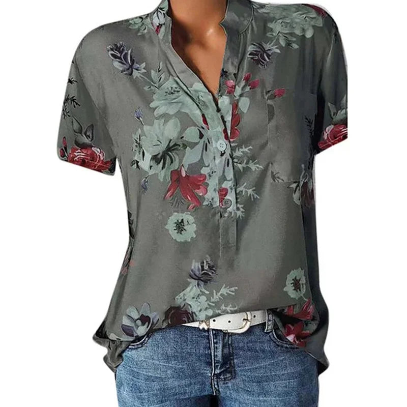 CASUAL NOTCH-NECK BLOUSE
