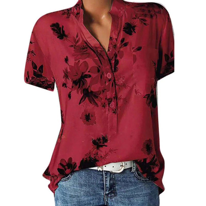 CASUAL NOTCH-NECK BLOUSE