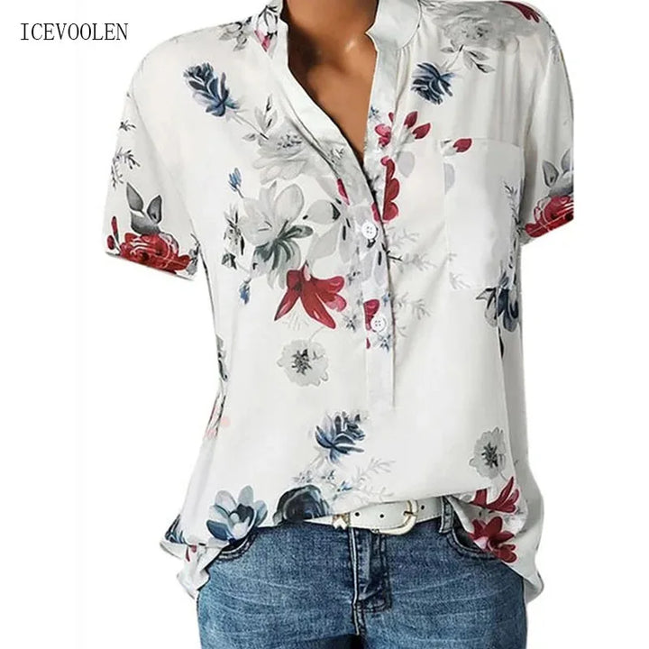 CASUAL NOTCH-NECK BLOUSE