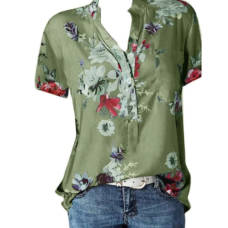 CASUAL NOTCH-NECK BLOUSE