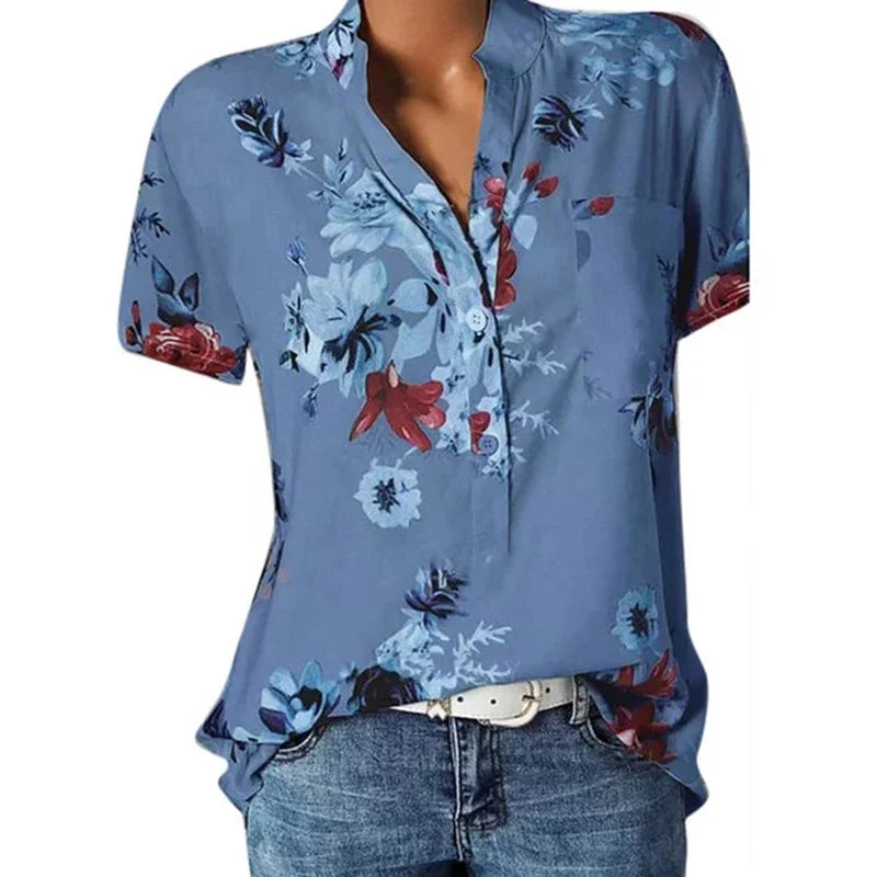 CASUAL NOTCH-NECK BLOUSE