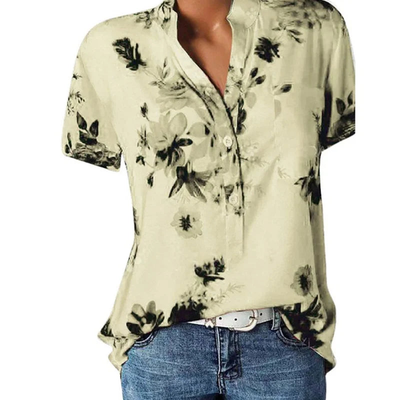 CASUAL NOTCH-NECK BLOUSE