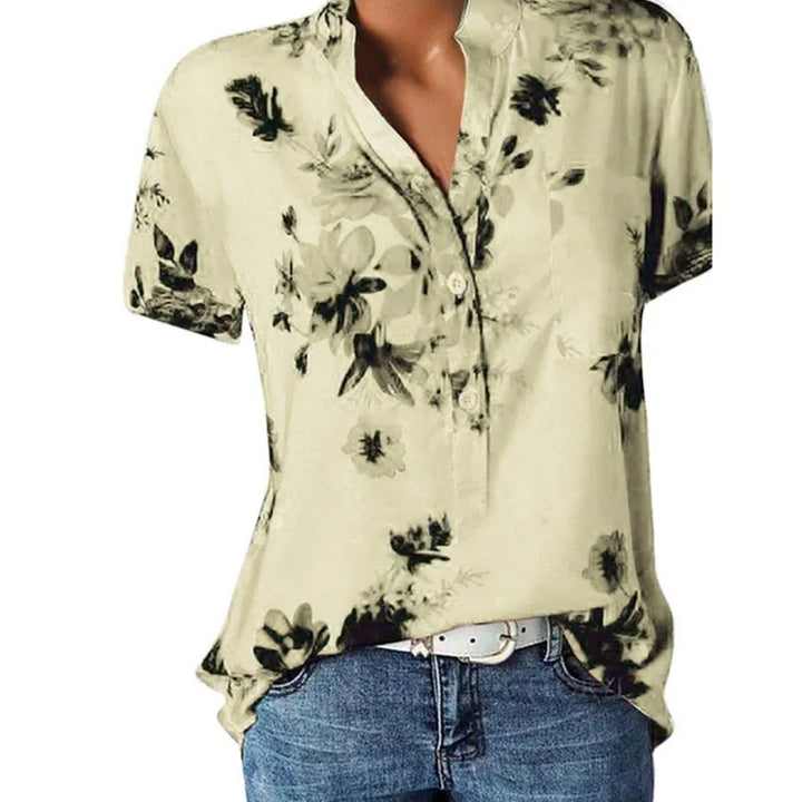 CASUAL NOTCH-NECK BLOUSE