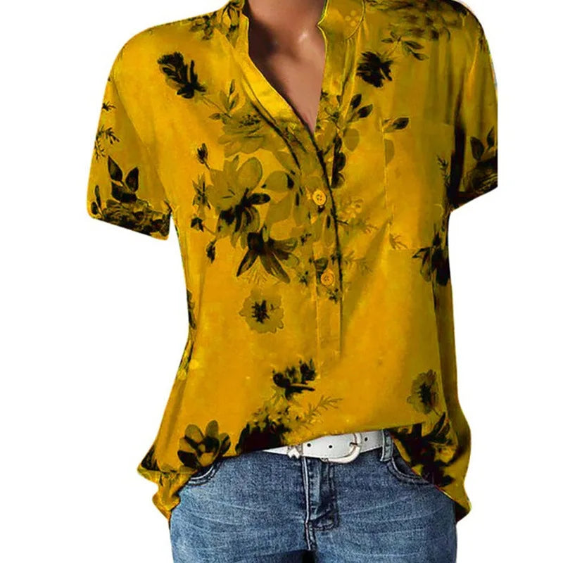 CASUAL NOTCH-NECK BLOUSE