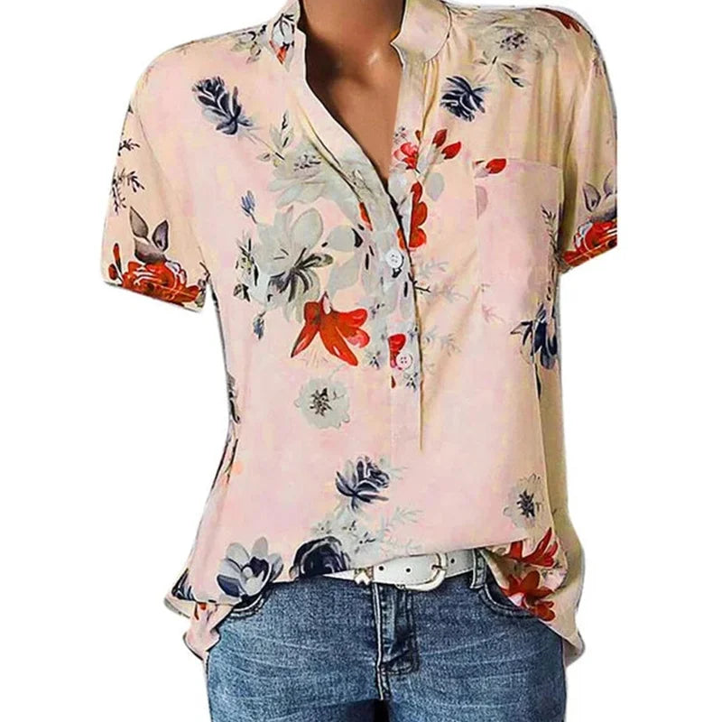 CASUAL NOTCH-NECK BLOUSE