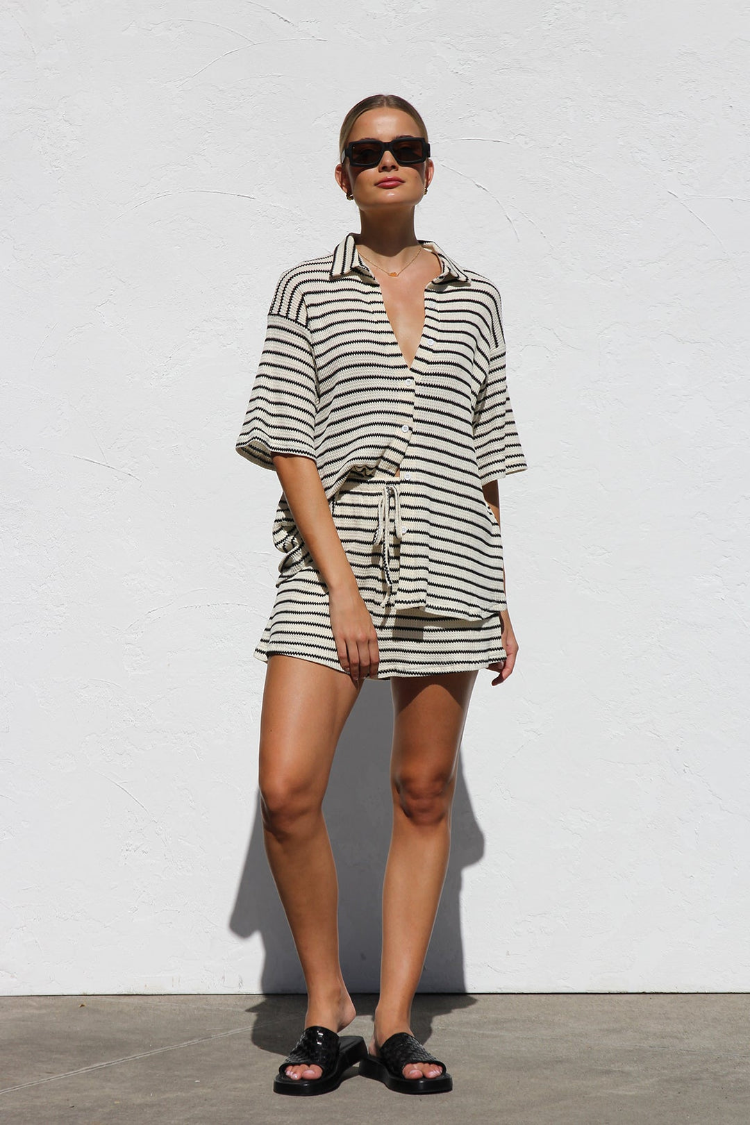 Serena - Stripe Semi-sheer Blouse Set