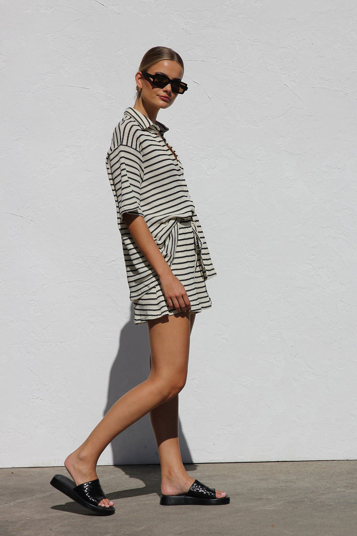 Serena - Stripe Semi-sheer Blouse Set
