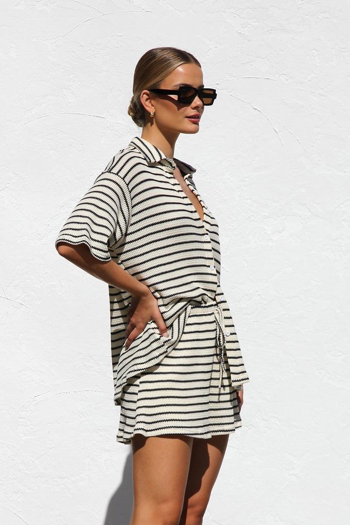Serena - Stripe Semi-sheer Blouse Set