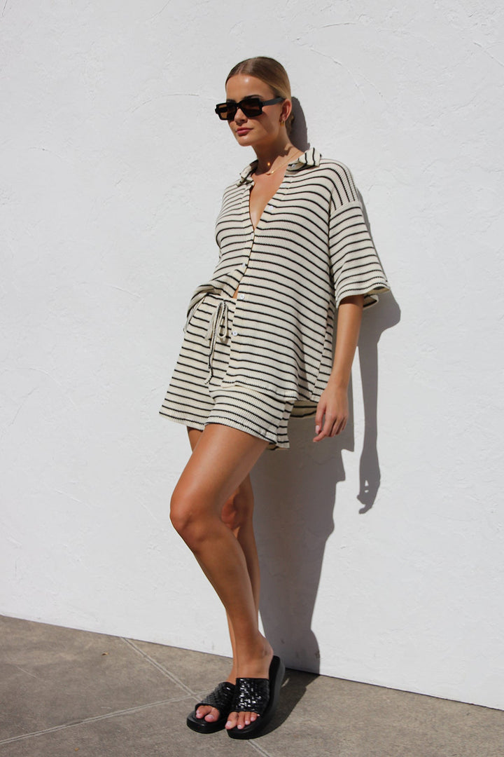 Serena - Stripe Semi-sheer Blouse Set