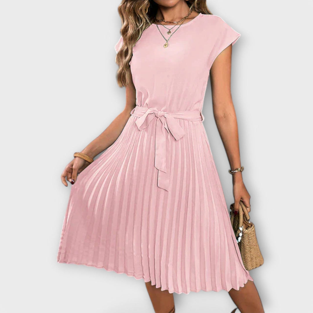 Claire - Short Sleeves, Pleated, Casual Minidress