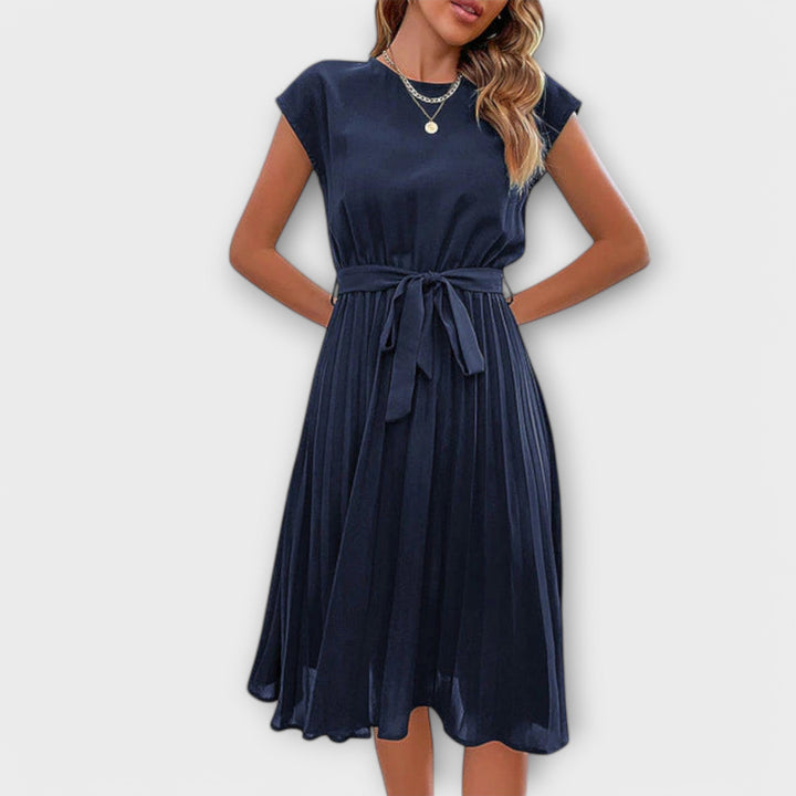 Claire - Short Sleeves, Pleated, Casual Minidress