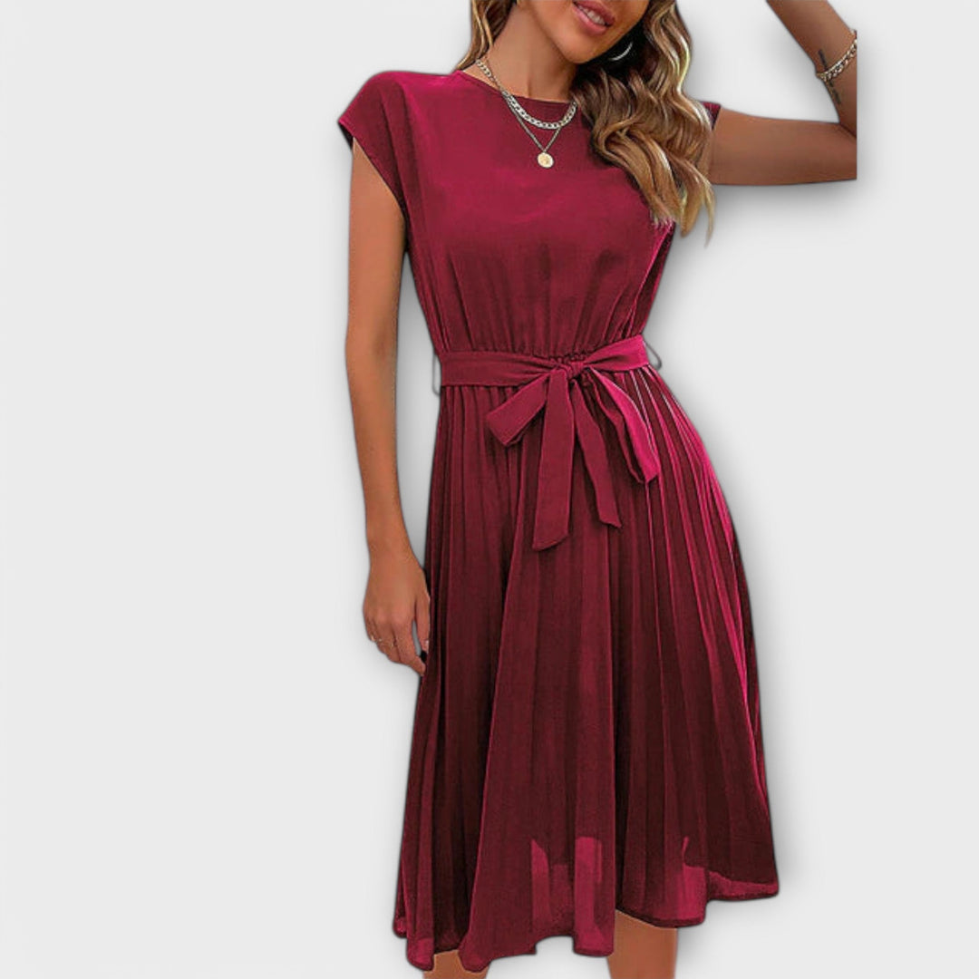 Claire - Short Sleeves, Pleated, Casual Minidress