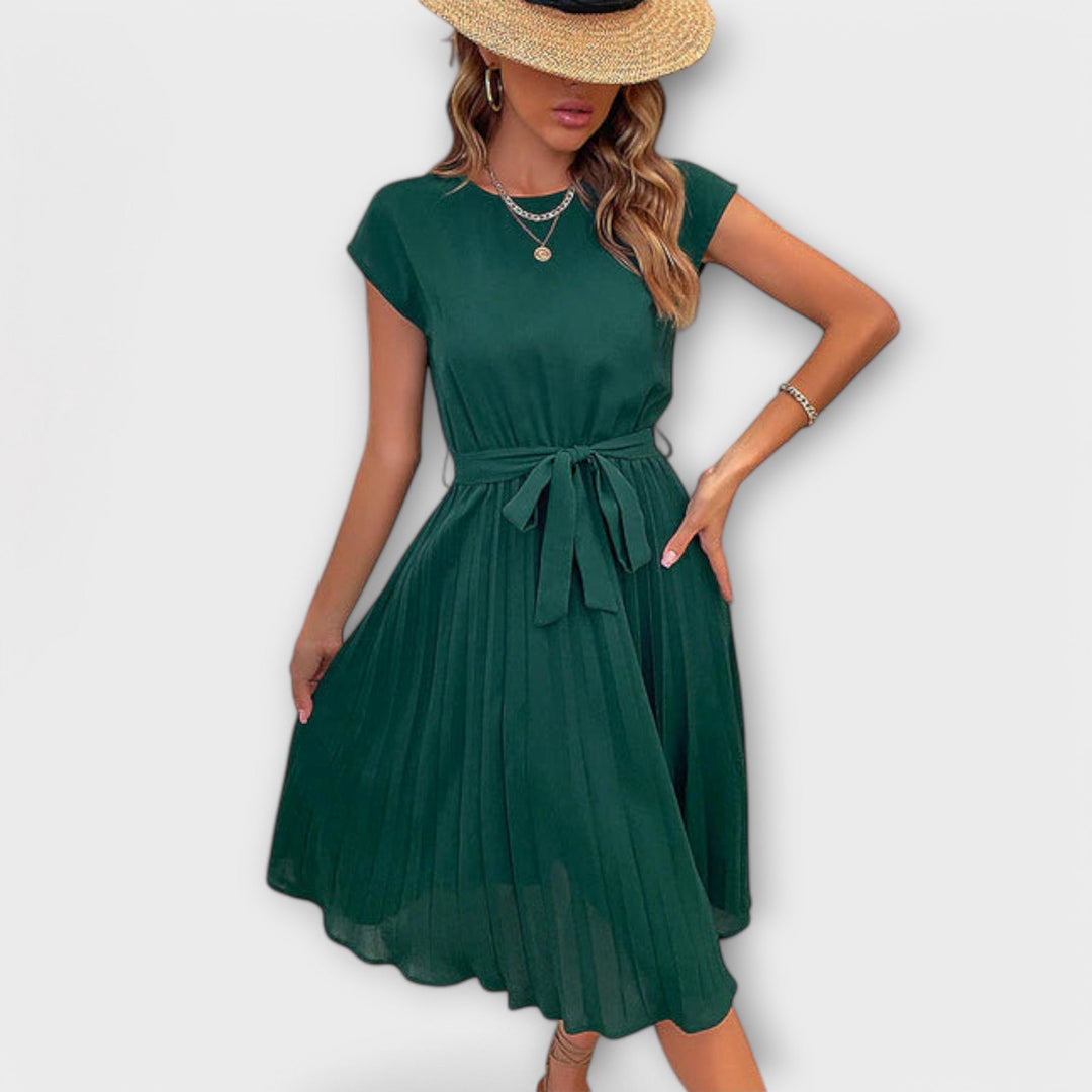 Claire - Short Sleeves, Pleated, Casual Minidress
