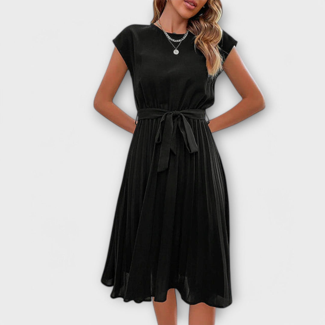 Claire - Short Sleeves, Pleated, Casual Minidress