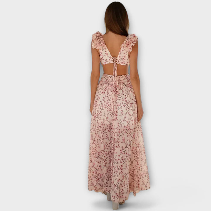 Lilou - Maxi Dress with Ruffle Edges and Slit