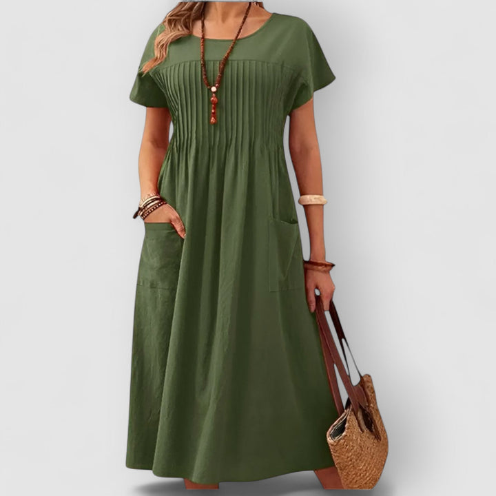 Leonie - Pleated Pocket Midi Dress