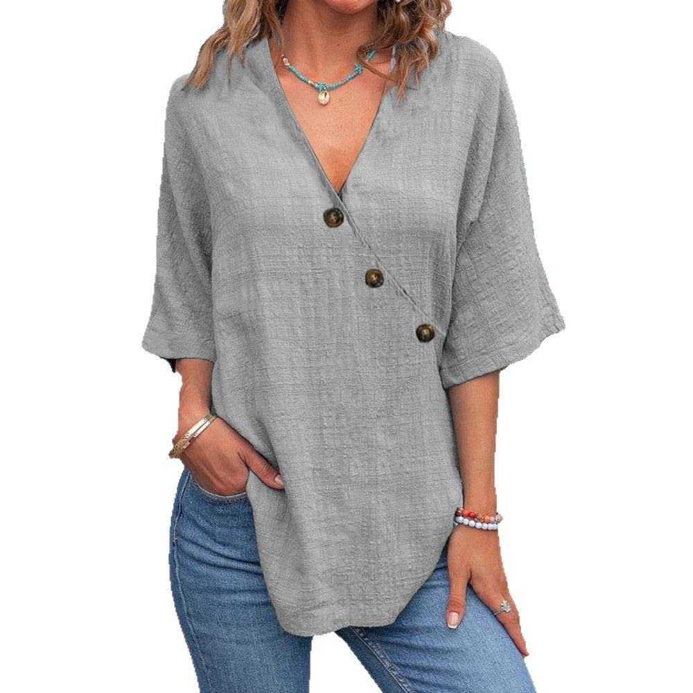 Bronte | Soft Drape Button Blouse - Where comfort meets confidence