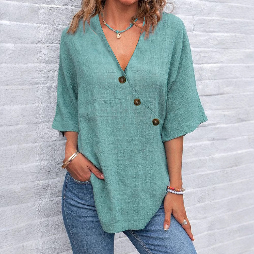 Bronte | Soft Drape Button Blouse - Where comfort meets confidence