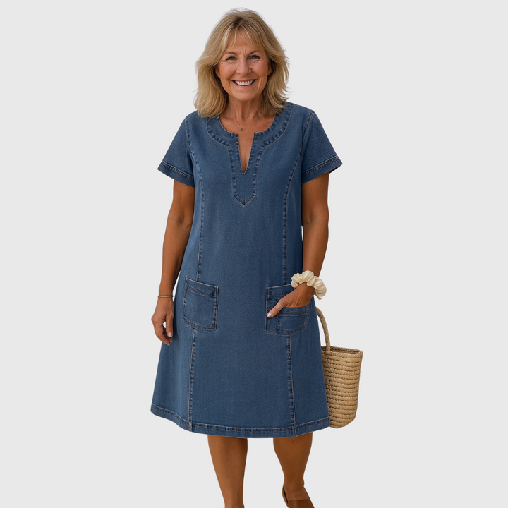 Mary™ | 100% Cotton Soft Denim Dress