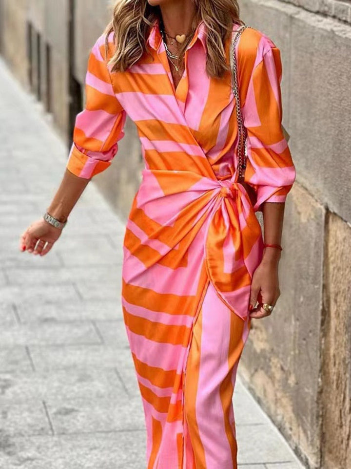 Noemí – Striped Midi Shirt Dress