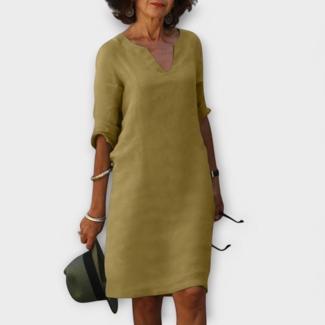 Sandra - Stylish, Comfortable V-Neck Dress