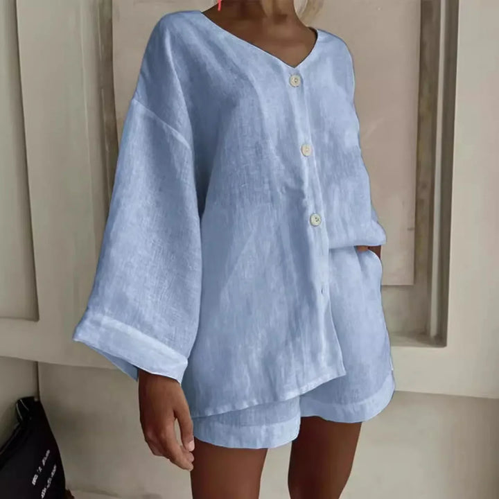 Olivia™ - Stylish Linen Shirt and Shorts Set