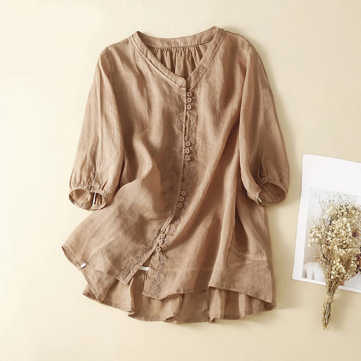 Mia™ - Boho Linen Blouse