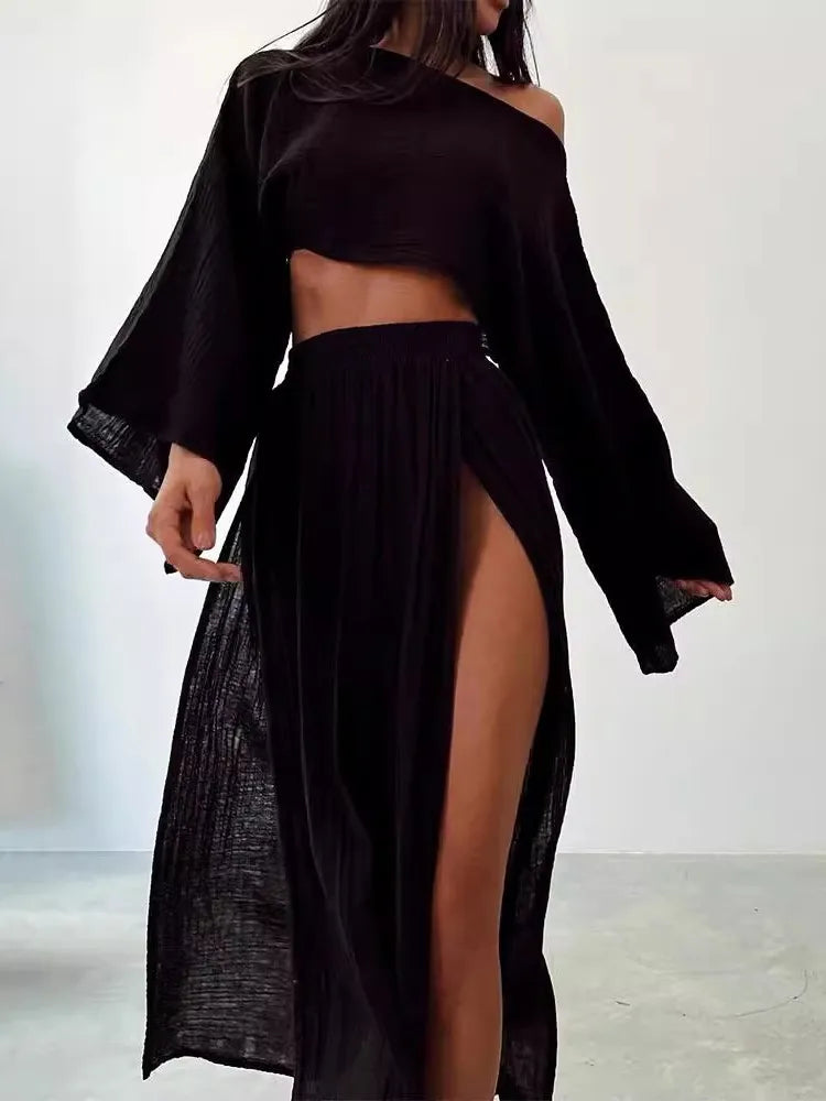 Olivia™ - Stylish top and Slit Skirt Set