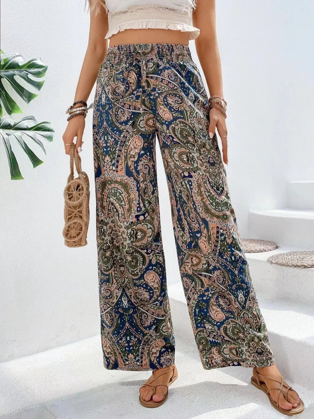 Olivia™ - Retro Floral Wide-Leg Trousers