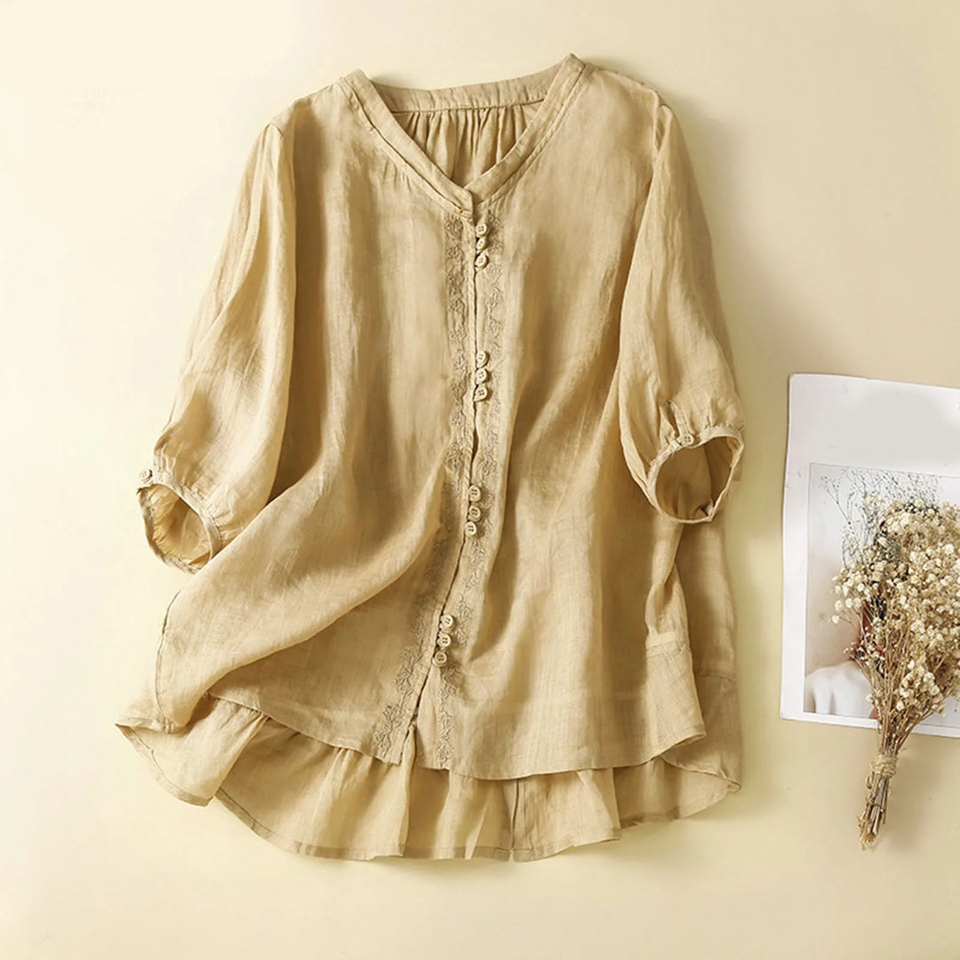 Mia™ - Boho Linen Blouse