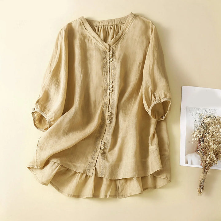 Mia™ - Boho Linen Blouse