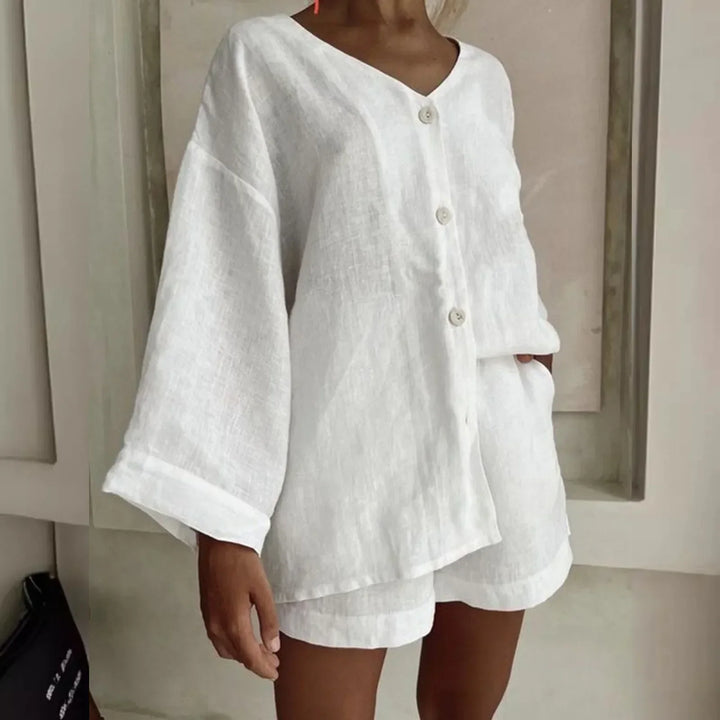 Olivia™ - Stylish Linen Shirt and Shorts Set