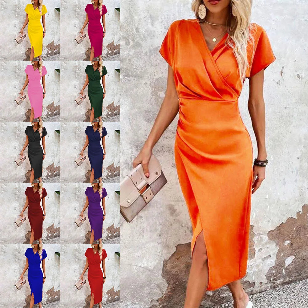 SATINAURA WRAP DRESS