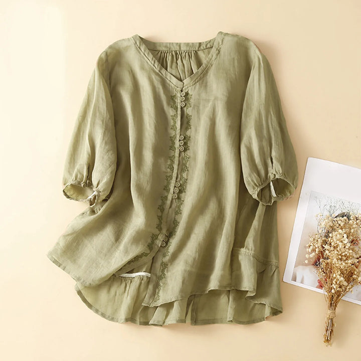 Mia™ - Boho Linen Blouse