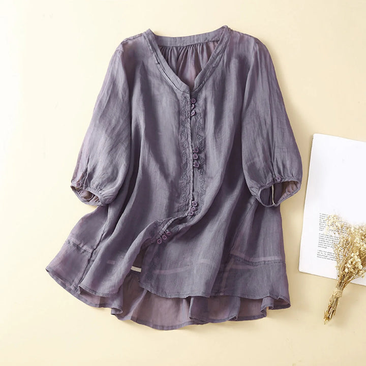 Mia™ - Boho Linen Blouse