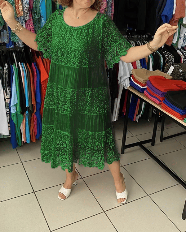 Helen™ | Lace Panel Midi Dress