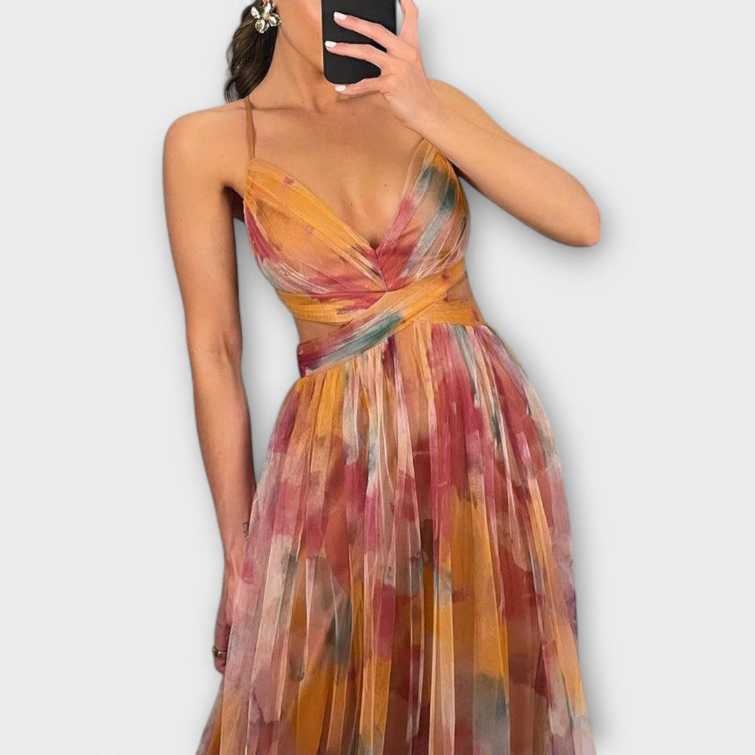 Annai | Mesh Printed Maxi Dress