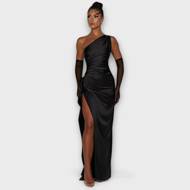 Luna | Asymmetrical Maxi Dress with Thigh-High Slit
