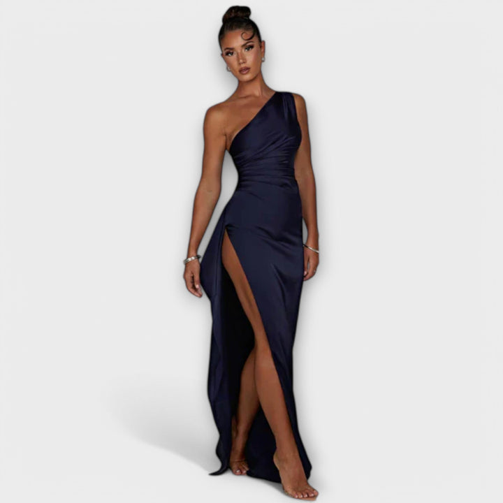 Luna | Asymmetrical Maxi Dress with Thigh-High Slit