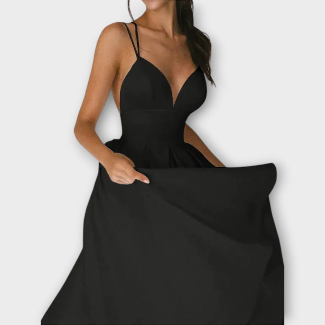 Ailana - Women's Dress with Deep V-Neck