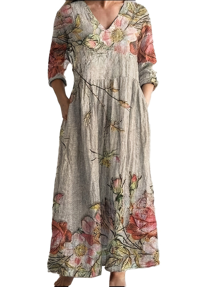 Marlie - Floral V-neck Midi Dress