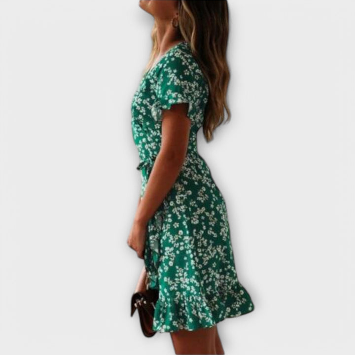 Nilsine - Boho Short Dress in Green