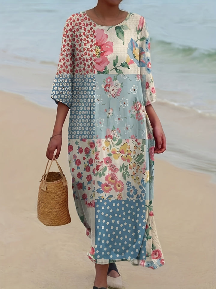 Suzie – Patchwork Print Long-Sleeve Dress