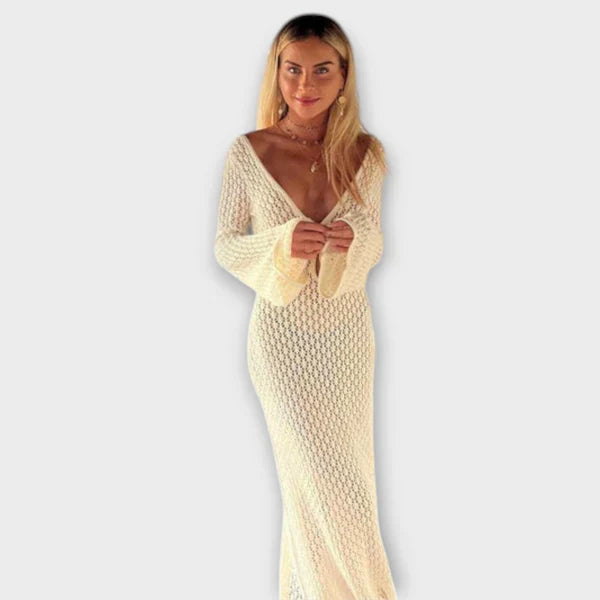 Soleil – Transparent Dress with Deep V-Neck