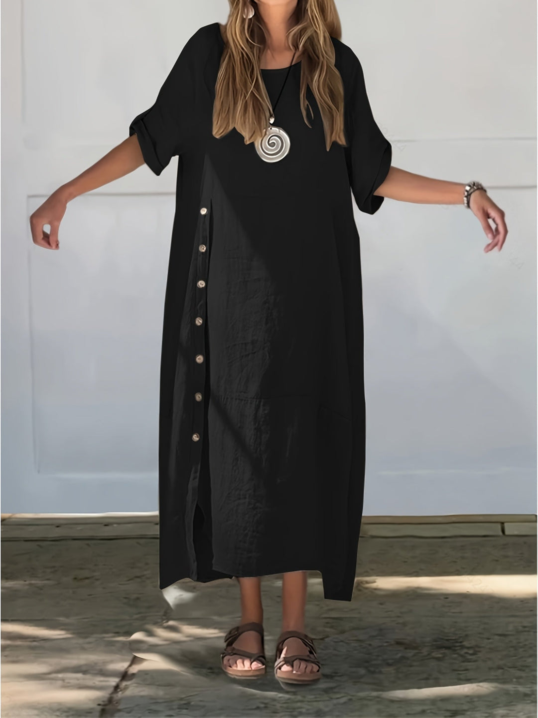 Chloe™ | Side-Button Maxi Dress