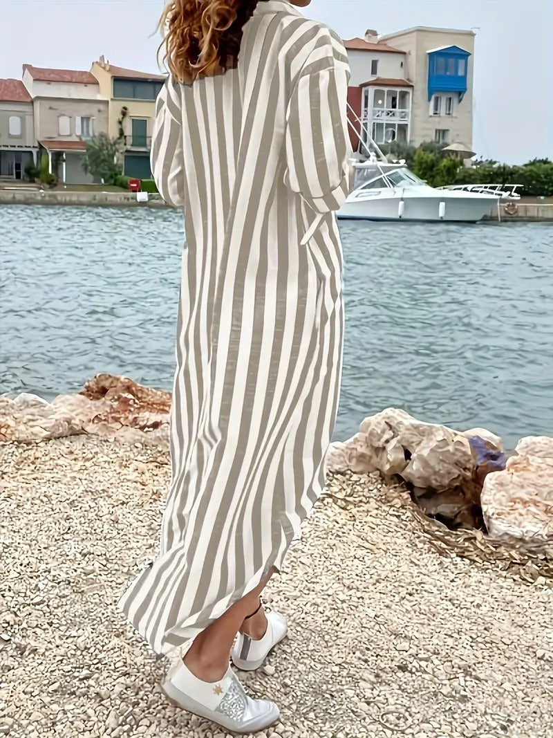 Danica™ | Striped Button-Down Shirt Dress