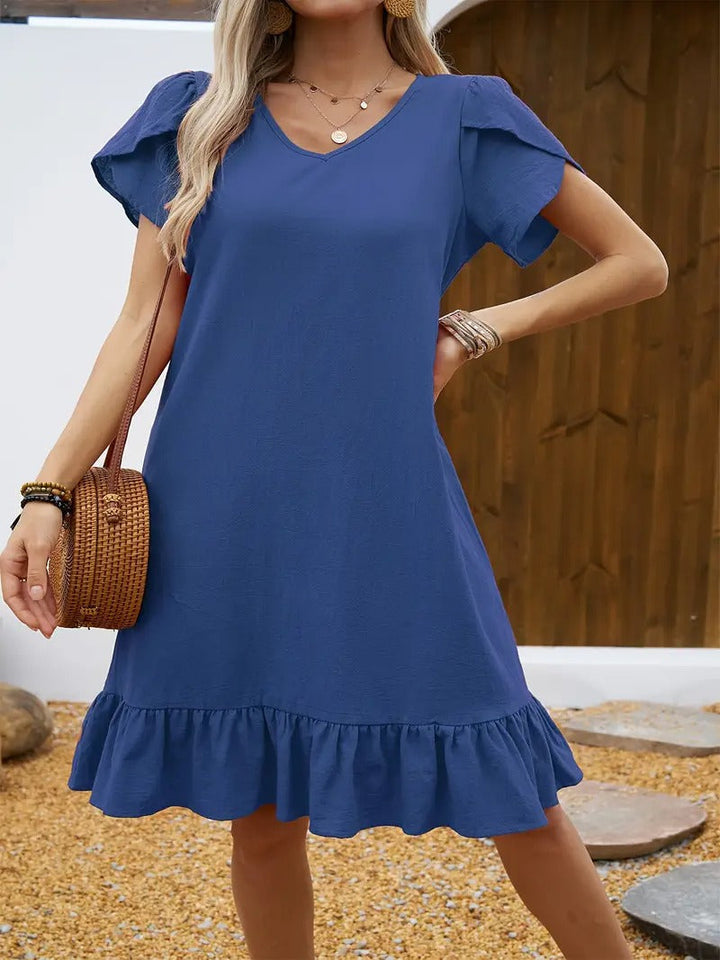 Kelly™ | Ruffle Sleeve V-Neck Dress