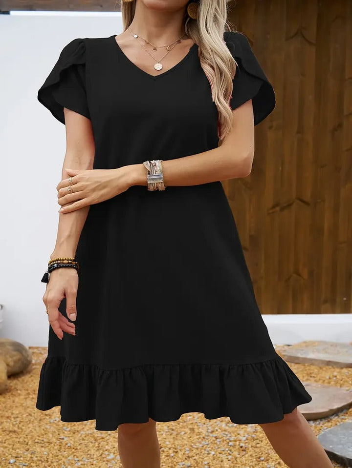 Kelly™ | Ruffle Sleeve V-Neck Dress