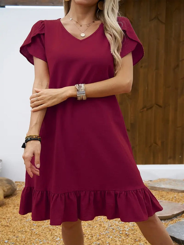 Kelly™ | Ruffle Sleeve V-Neck Dress