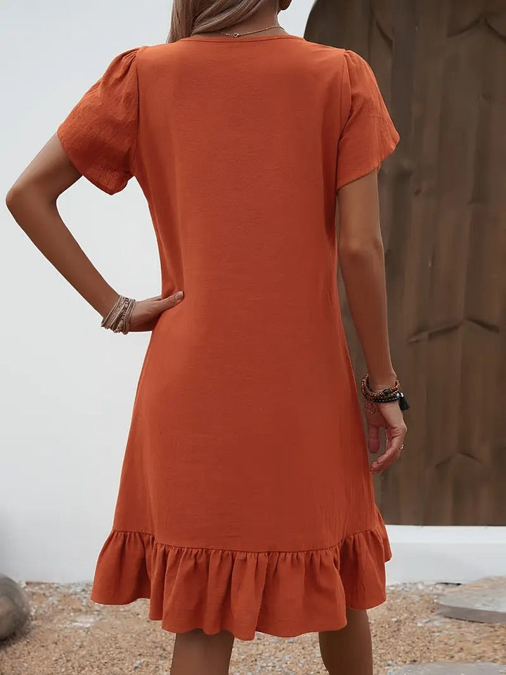 Kelly™ | Ruffle Sleeve V-Neck Dress